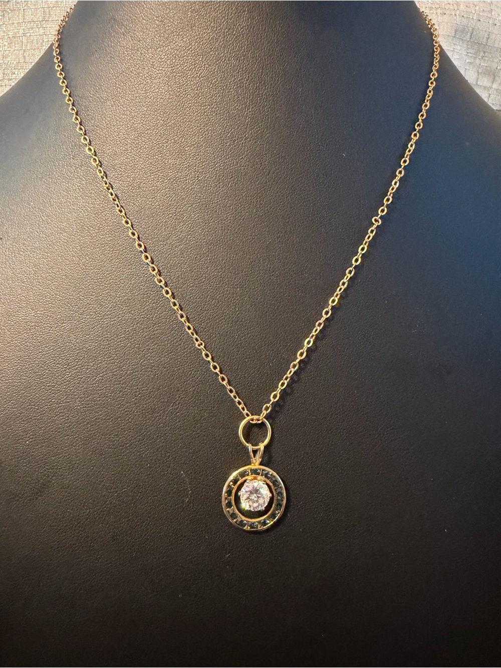 Gold-Tone Pendant Necklace with Clear Crystal Accent - Women Jewelry